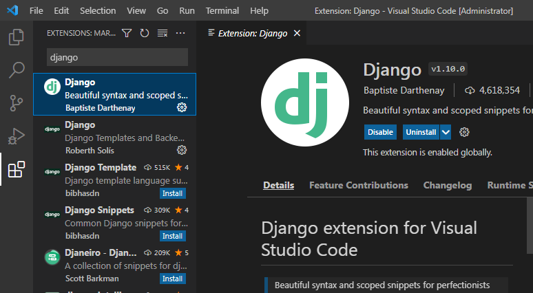 Django 使用VScode 创建工程