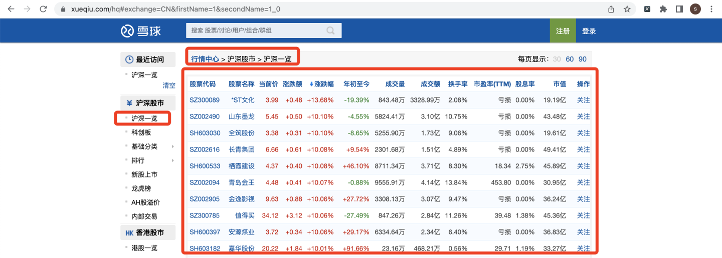 【股票爬虫教程】我用100行Python代码，爬了雪球网5000只股票，还发现一个网站bug！