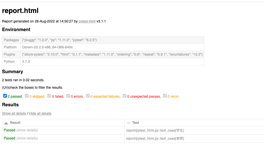 Pytest框架 — 16、Pytest的测试报告（pytest-html插件和Allure框架）