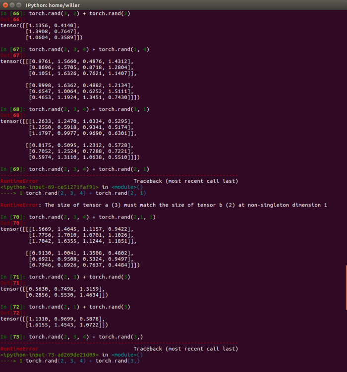 pytorch 与 numpy 的数组广播机制