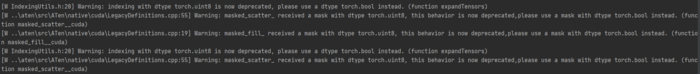 关于Pytorch报警告：Warning: indexing with dtype torch.uint8 is now deprecated, please use a dtype torch.bool instead