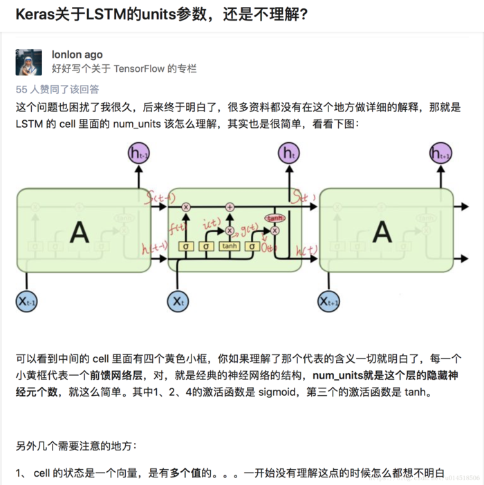 关于tensorflow里面的tf.contrib.rnn.BasicLSTMCell 中num_units参数问题