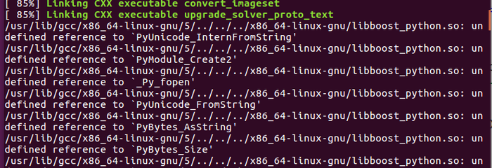 在编译caffe过程中遇到的问题：libboost_python.so: undefined reference to `PyUnicode_InternFromString'