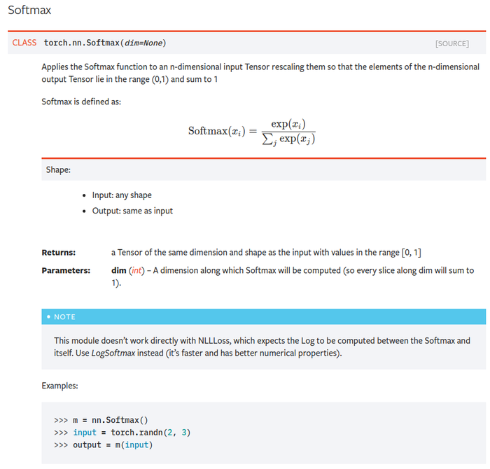 PyTorch Softmax