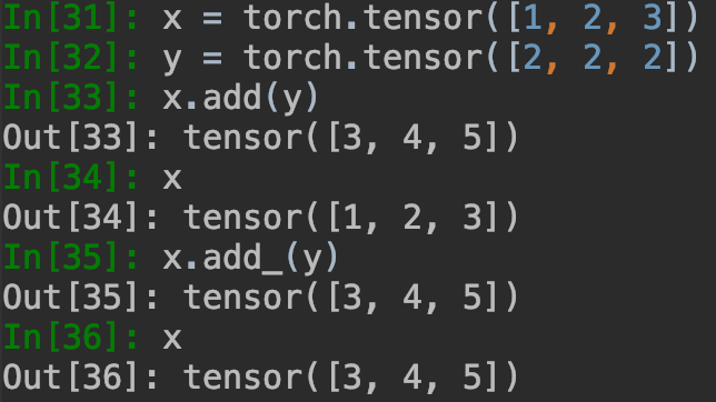 PyTorch: .add()和.add_()，.mul()和.mul_()，.exp()和.exp_()