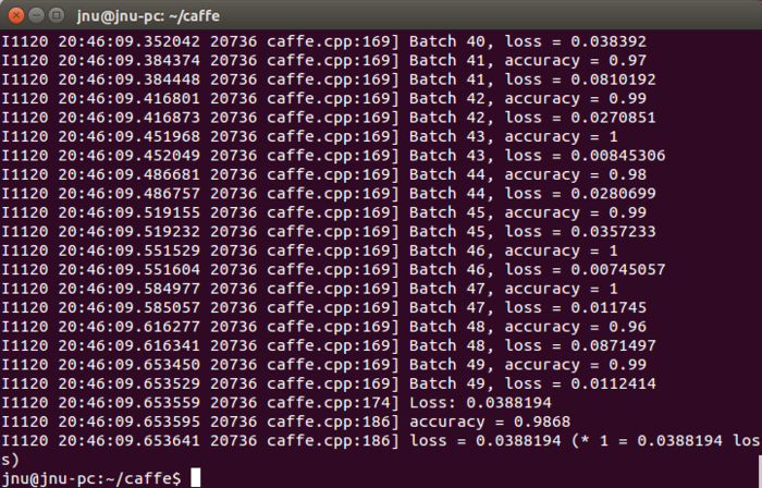 Ubuntu14.04+caffe+cuda7.5 环境搭建以及MNIST数据集的训练与测试